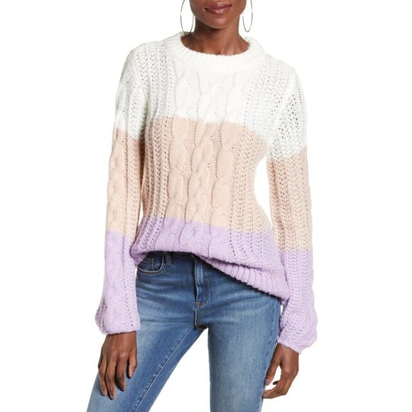 VERO MODA Becca Colorblock Cable sweater, Size M - Picture 2 of 11